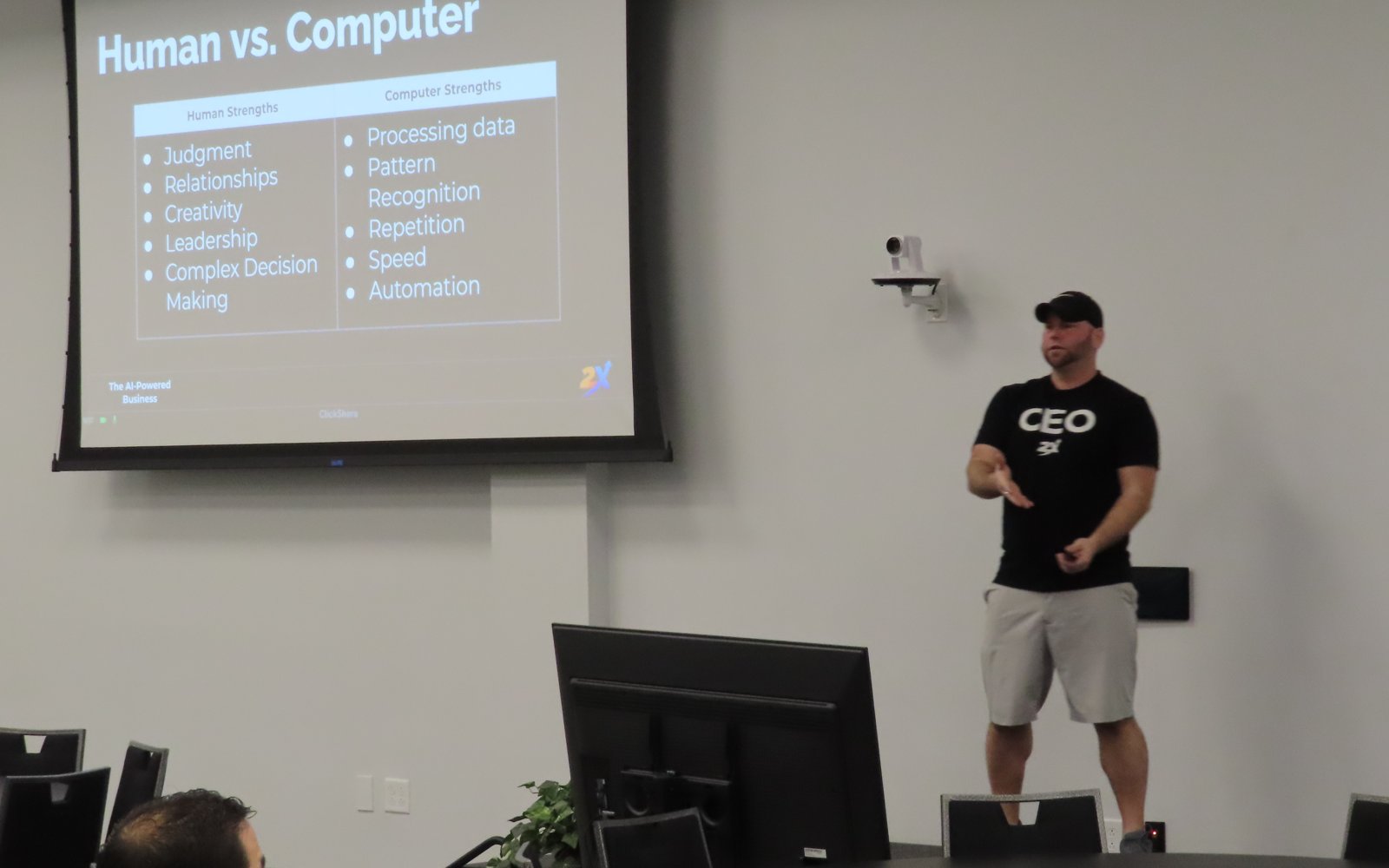 Tom Sylvester presenting a practical AI and business framework