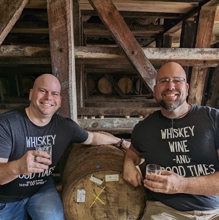 Tom Sylvester visiting a whiskey distillery with a friend